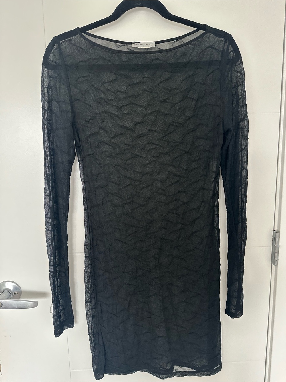 Sarah Pacini Black Sheer Long-Sleeve Dress / cover up